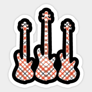 Red Black Plaid Matching Christmas Pattern Bass Player Sticker